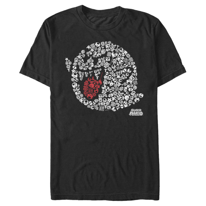 fifth sun Men's Nintendo Super Mario Boo Ghost Mosaic T-Shirt