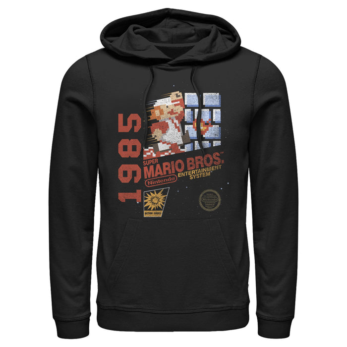 fifth sun Men's Nintendo Super Mario Bros 1985 Box Art Pull Over Hoodie