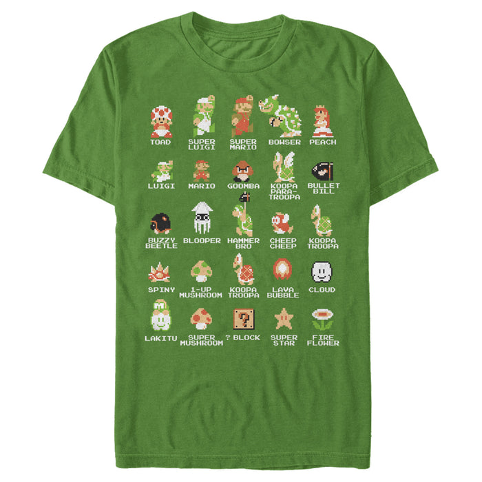 Fifth Sun Men's Nintendo Super Mario Bros Character Guide T-Shirt