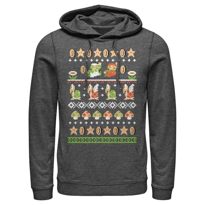 Fifth Sun Men's Nintendo Super Mario Bros Pattern Pull Over Hoodie