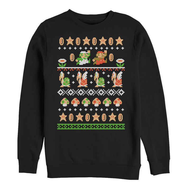 fifth sun Men's Nintendo Super Mario Bros Pattern Sweatshirt
