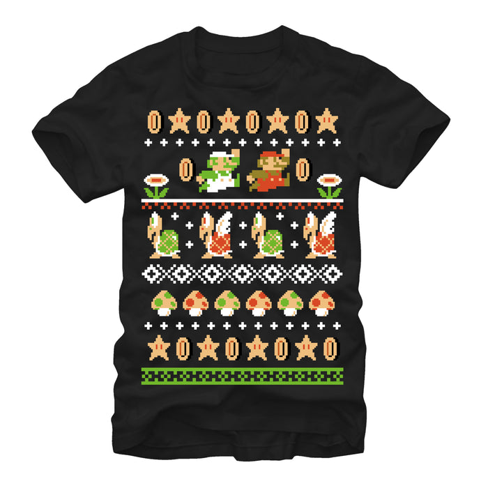 fifth sun Men's Nintendo Super Mario Bros Pattern T-Shirt