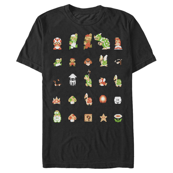 Fifth Sun Men's Nintendo Super Mario Bros Pixel Cast T-Shirt
