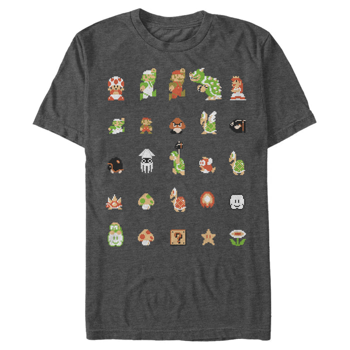 Fifth Sun Men's Nintendo Super Mario Bros Pixel Cast T-Shirt
