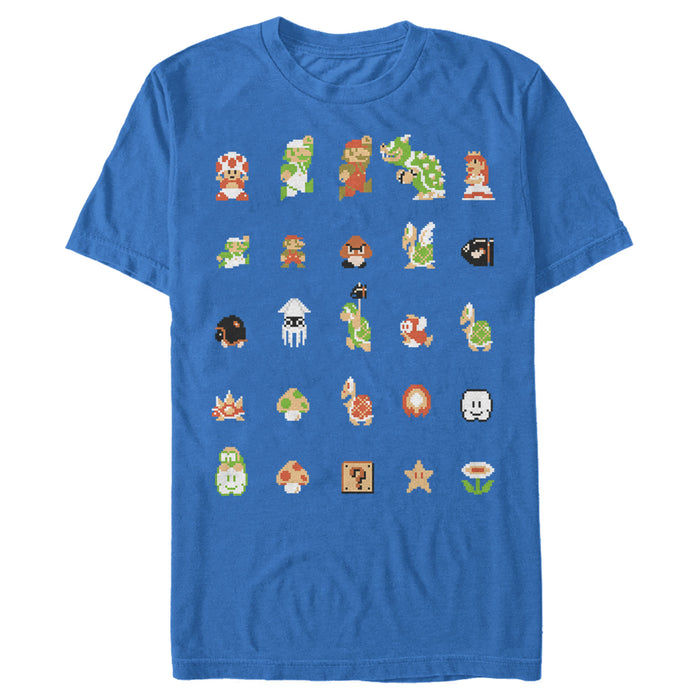 Fifth Sun Men's Nintendo Super Mario Bros Pixel Cast T-Shirt
