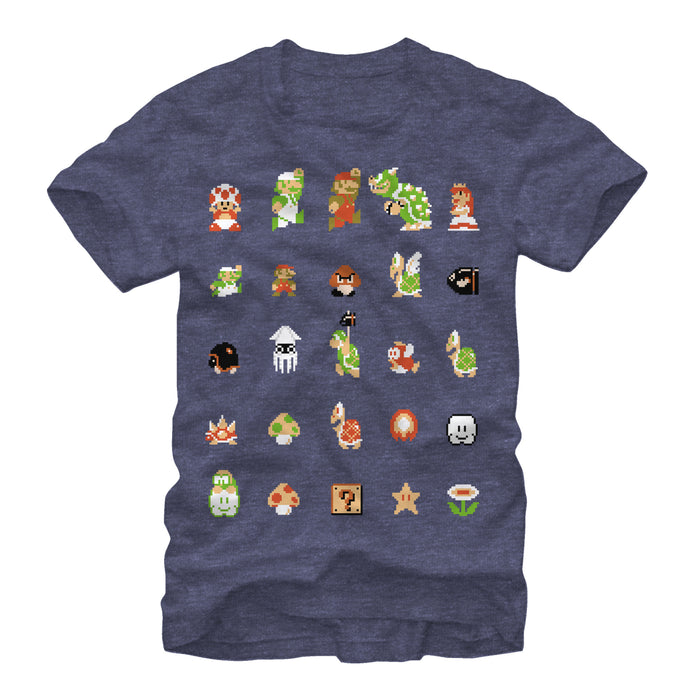 fifth sun Men's Nintendo Super Mario Bros Pixel Cast T-Shirt