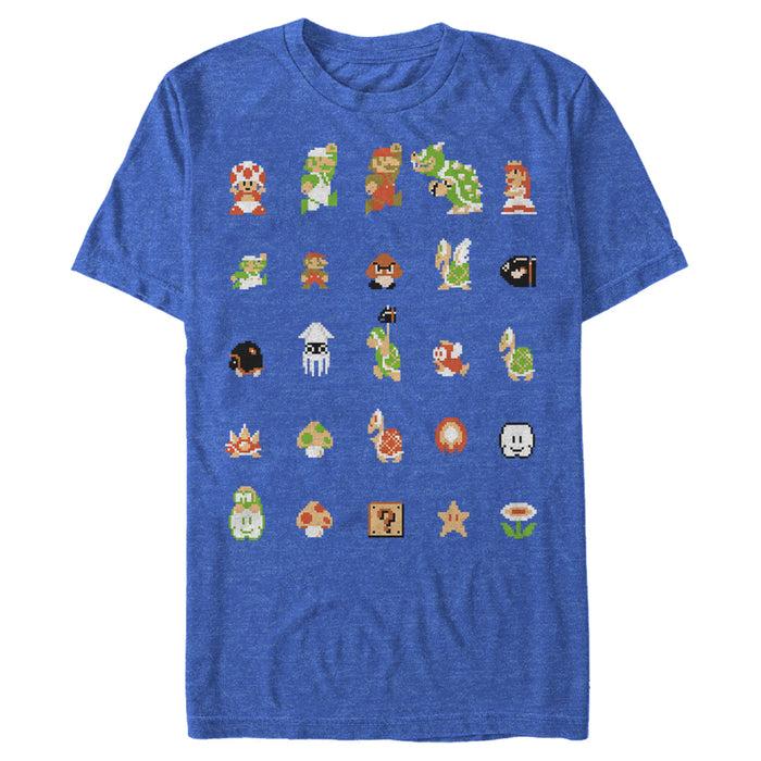 fifth sun Men's Nintendo Super Mario Bros Pixel Cast T-Shirt