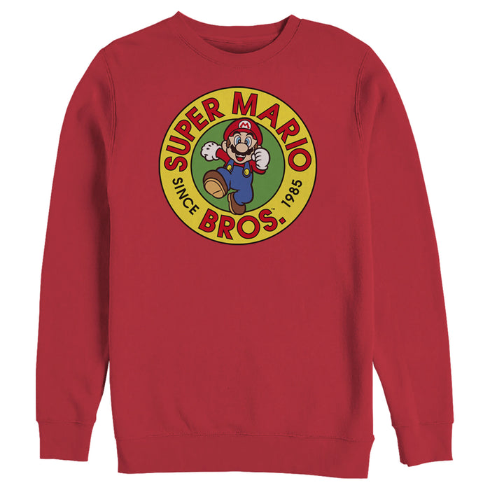 fifth sun Men's Nintendo Super Mario Bros Since 1985 Badge Sweatshirt