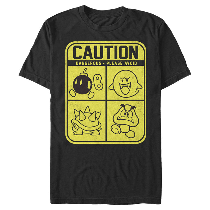 fifth sun Men's Nintendo Super Mario Caution T-Shirt