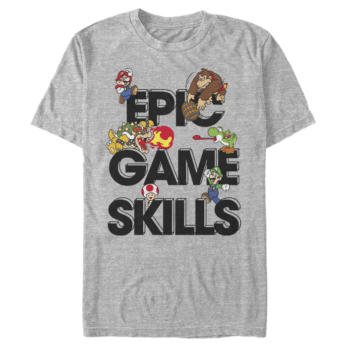 fifth sun Men's Nintendo Super Mario Epic Game Skills Character Collage T-Shirt