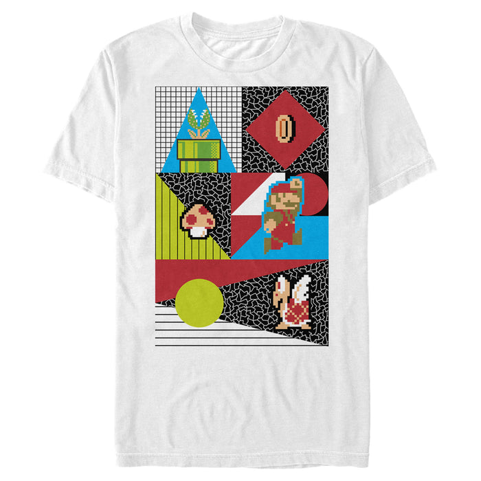 fifth sun Men's Nintendo Super Mario Geometric 8 Bit Retro Characters T-Shirt