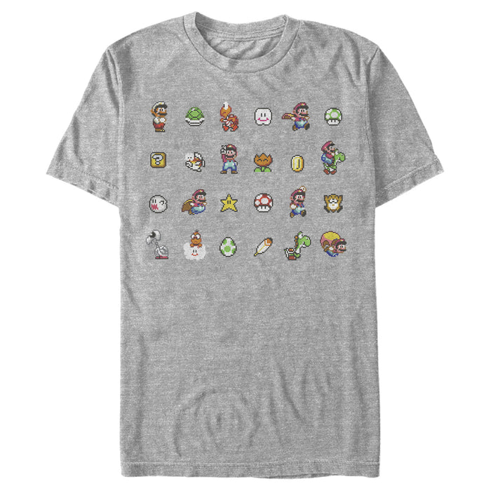 fifth sun Men's Nintendo Super Mario Items and Characters Panel T-Shirt