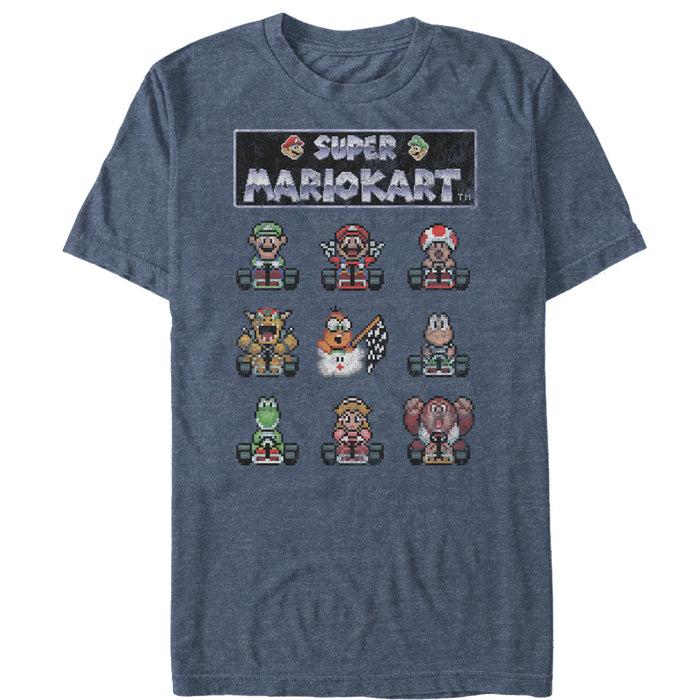fifth sun Men's Nintendo Super Mario Kart Pixelated Racers Ready T-Shirt