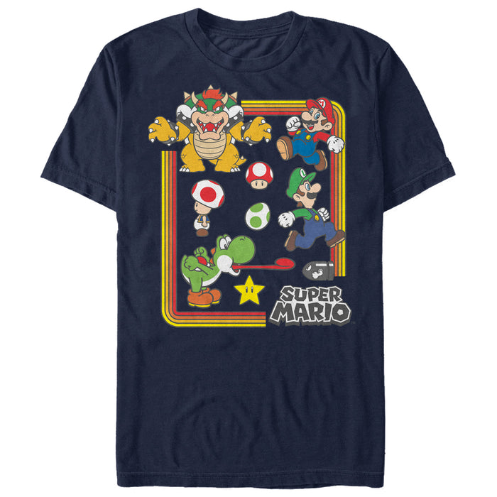 fifth sun Men's Nintendo Super Mario Rainbow Frame T-Shirt