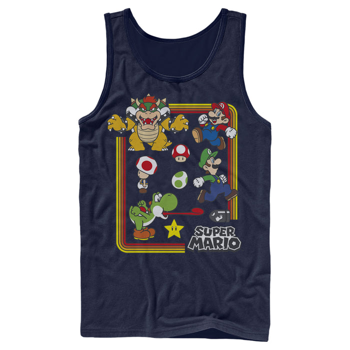 fifth sun Men's Nintendo Super Mario Rainbow Frame Tank Top