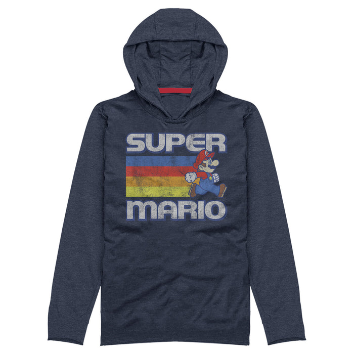 fifth sun Men's Nintendo Super Mario Rainbow Stripes Pull Over Hoodie