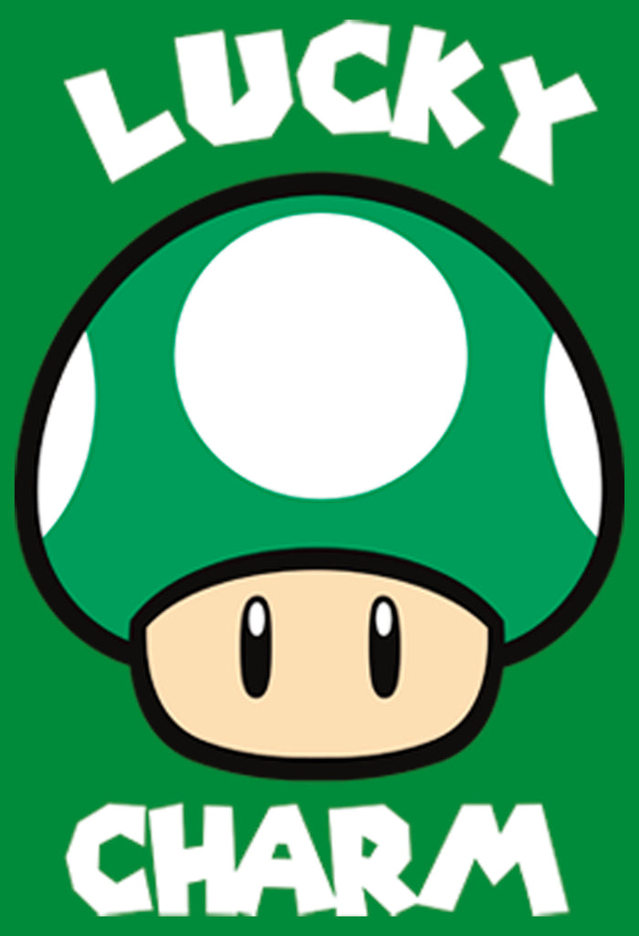 Fifth Sun Men's Nintendo Super Mario St. Patrick's Day Extra Life Mushroom Lucky Charm T-Shirt