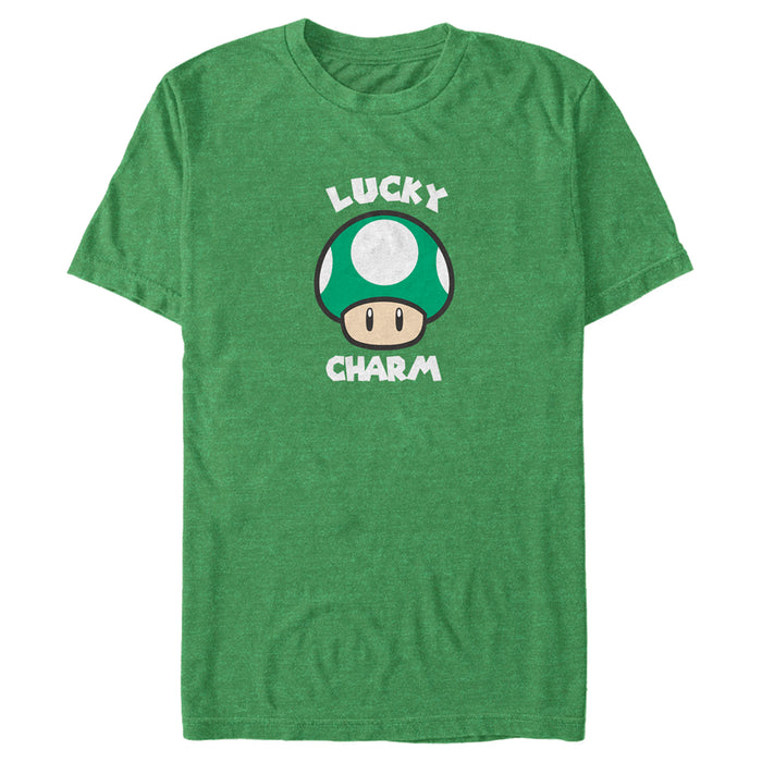 fifth sun Men's Nintendo Super Mario St. Patrick's Day Extra Life Mushroom Lucky Charm T-Shirt