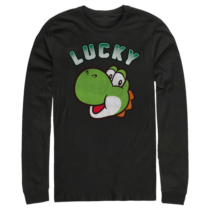 fifth sun Men's Nintendo Super Mario St. Patrick's Day Lucky Yoshi Long Sleeve Shirt