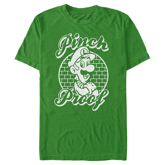 fifth sun Men's Nintendo Super Mario St. Patrick's Day Pinch Proof Luigi Retro T-Shirt