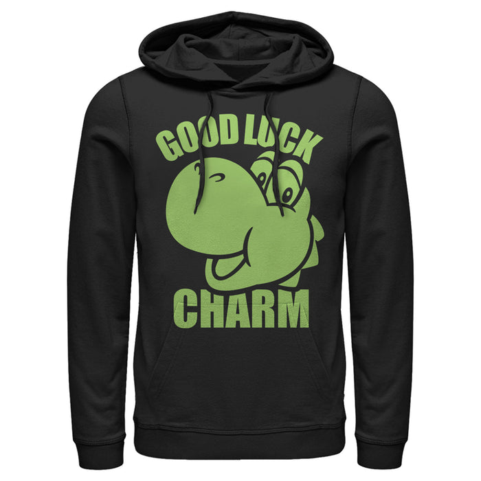 fifth sun Men's Nintendo Super Mario St. Patrick's Day Yoshi Good Luck Charm Pull Over Hoodie