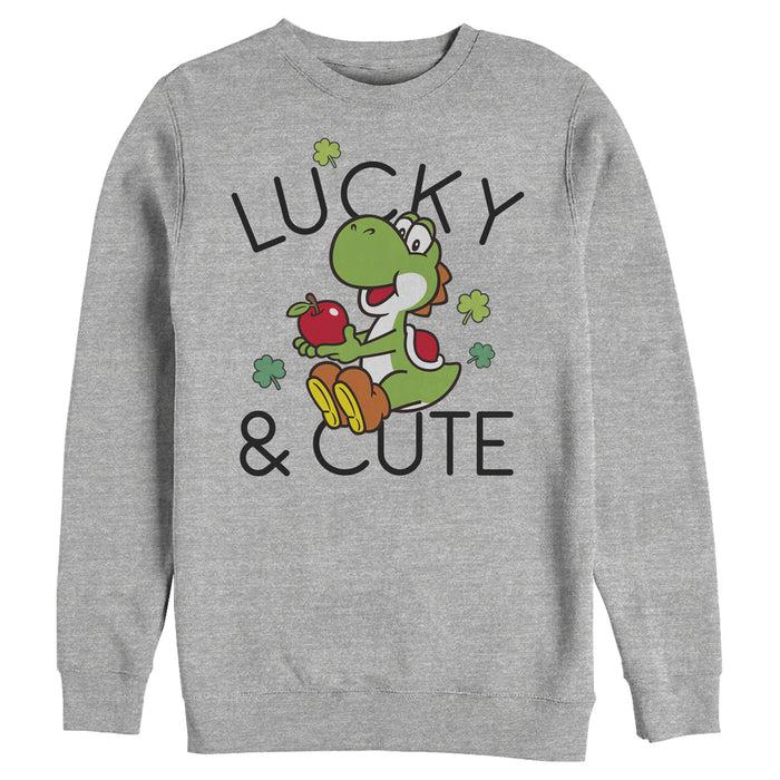 fifth sun Men's Nintendo Super Mario Yoshi St. Patrick's Lucky and Cute Sweatshirt