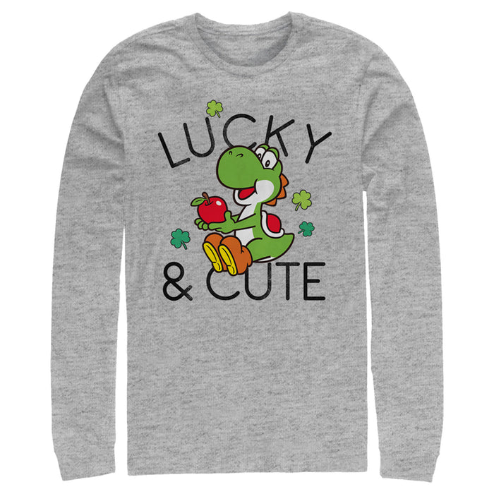 fifth sun Men's Nintendo Super Mario Yoshi St. Patrick's Lucky and Cute Long Sleeve Shirt