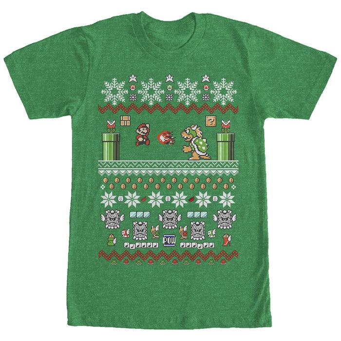 fifth sun Men's Nintendo Ugly Christmas Mario and Bowser T-Shirt