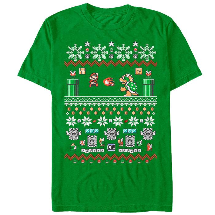 fifth sun Men's Nintendo Ugly Christmas Mario and Bowser T-Shirt