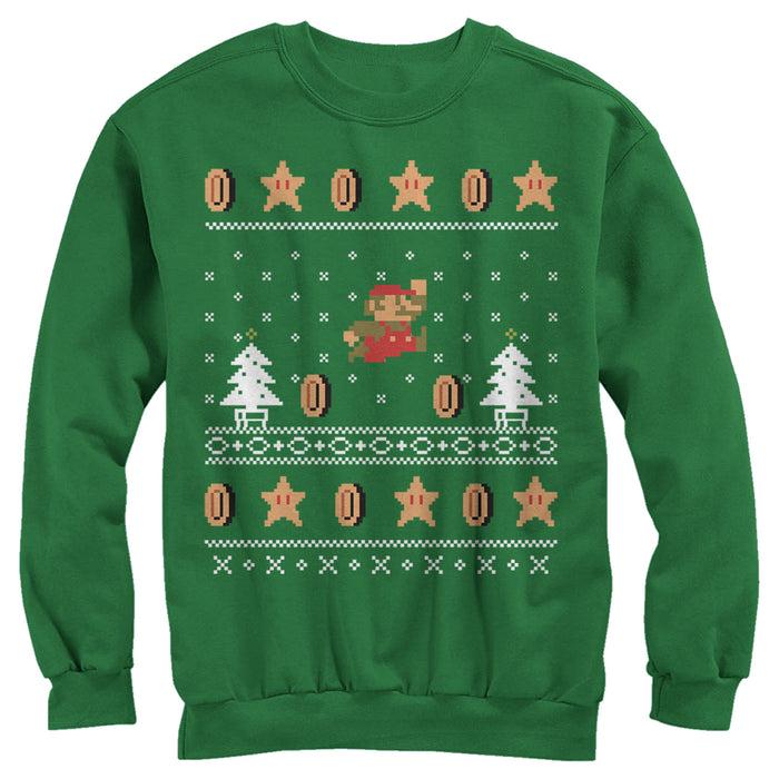 Fifth Sun Men's Nintendo Ugly Christmas Mario Coin Sweatshirt