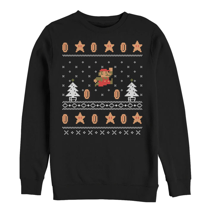 Fifth Sun Men's Nintendo Ugly Christmas Mario Coin Sweatshirt