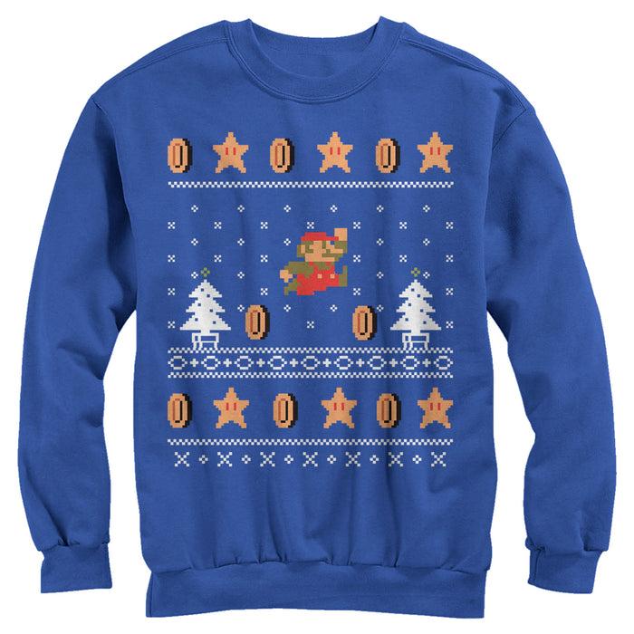 fifth sun Men's Nintendo Ugly Christmas Mario Coin Sweatshirt