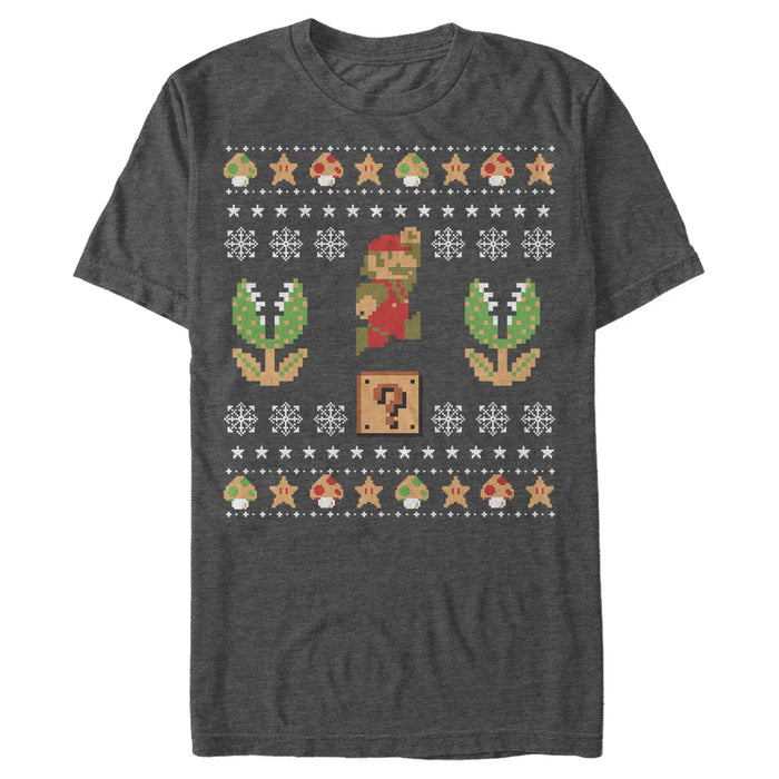 Fifth Sun Men's Nintendo Ugly Christmas Mario Question T-Shirt