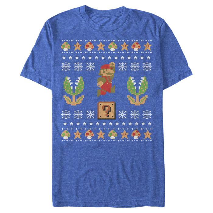 fifth sun Men's Nintendo Ugly Christmas Mario Question T-Shirt
