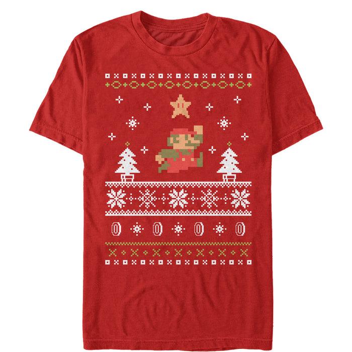 fifth sun Men's Nintendo Ugly Christmas Mario T-Shirt