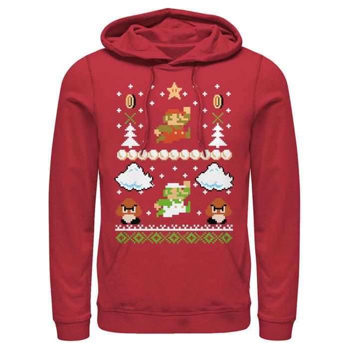 fifth sun Men's Nintendo Ugly Christmas Super Mario Pull Over Hoodie