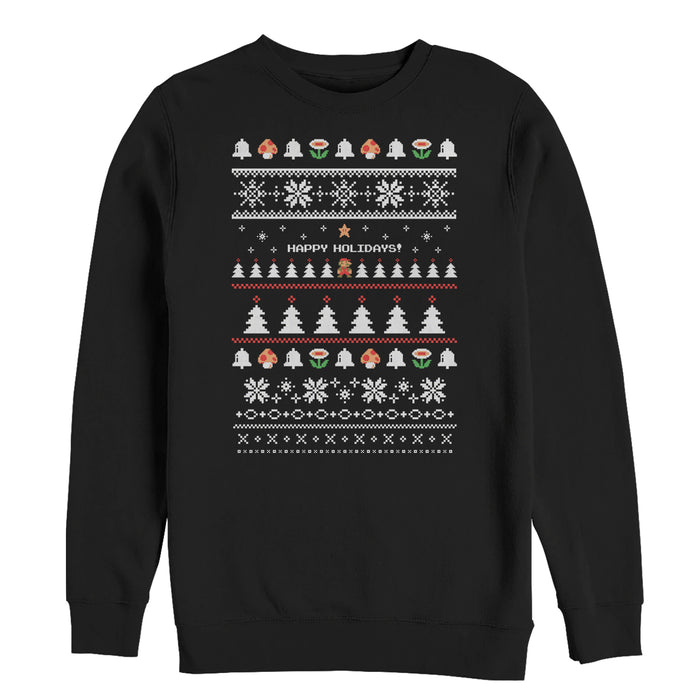 fifth sun Men's Nintendo Ugly Mario Holiday Sweater Sweatshirt