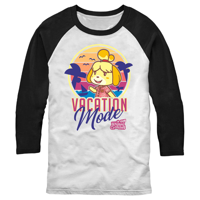 fifth sun Men's Nintendo Vacation Mode Isabelle Baseball Tee