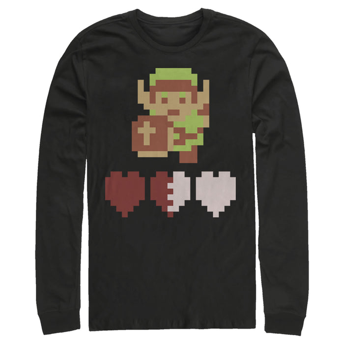 fifth sun Men's Nintendo Zelda 8-Bit Hearts Long Sleeve Shirt