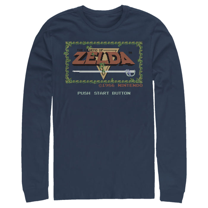 fifth sun Men's Nintendo Zelda 8-Bit Title Screen Long Sleeve Shirt