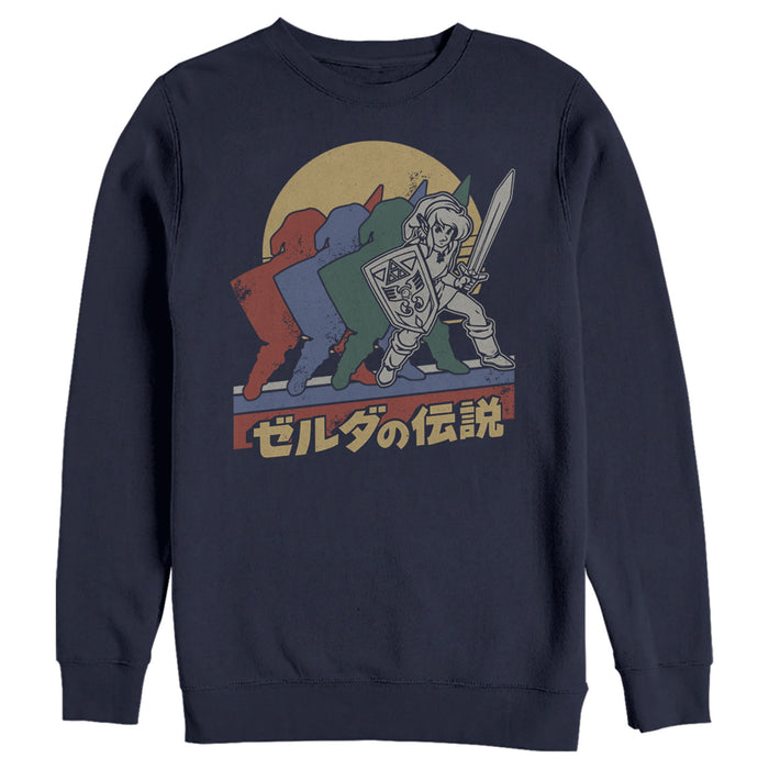 fifth sun Men's Nintendo Zelda Retro Link Kanji Portrait Sweatshirt