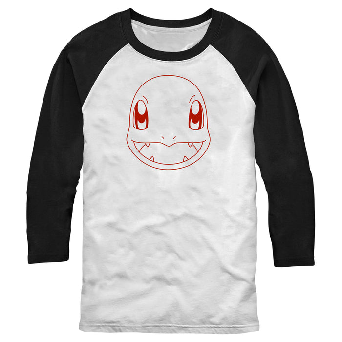 fifth sun Men's Pokemon Charmander Line Art Face Baseball Tee