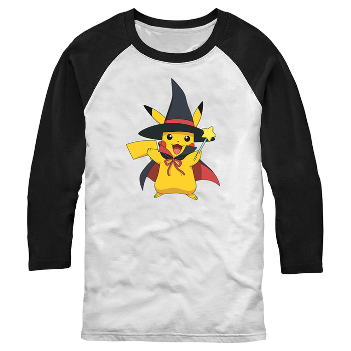 fifth sun Men's Pokemon Halloween Pikachu Magic Wand Baseball Tee