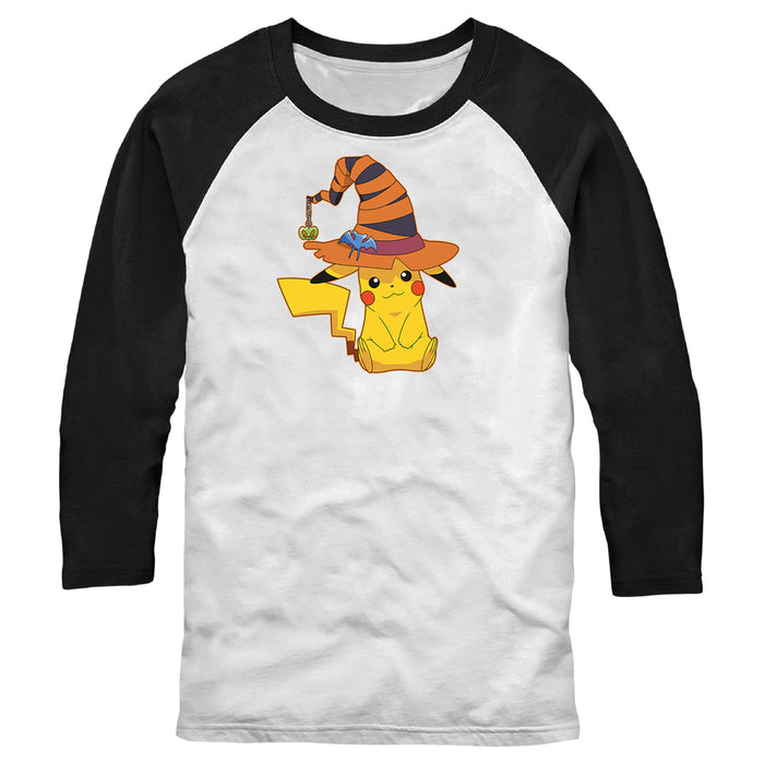 fifth sun Men's Pokemon Halloween Pikachu Witch Baseball Tee