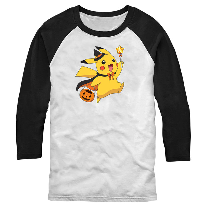 fifth sun Men's Pokemon Halloween Pikachu Wizard Baseball Tee