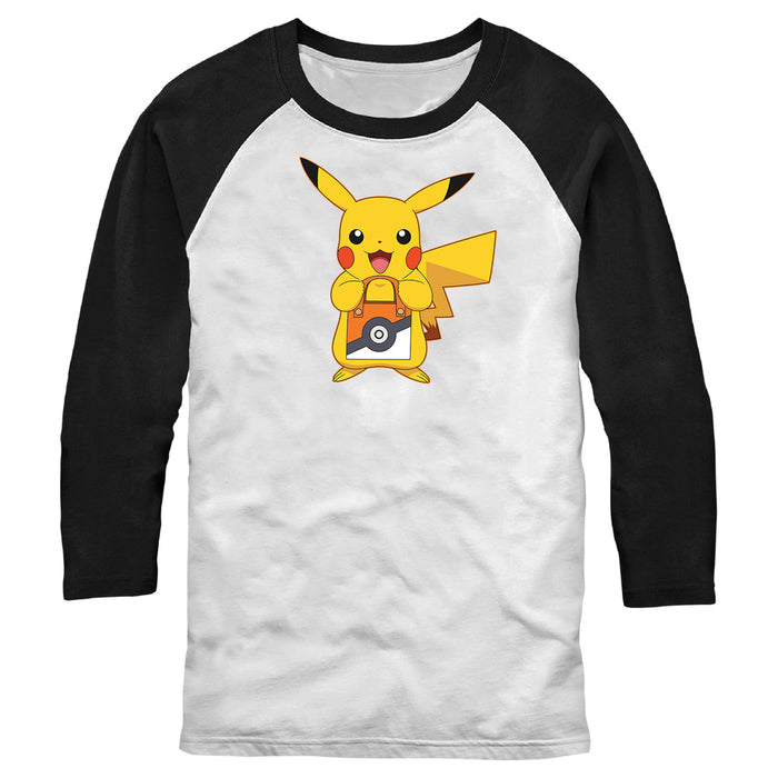 fifth sun Men's Pokemon Halloween Trick or Treat Pikachu Baseball Tee