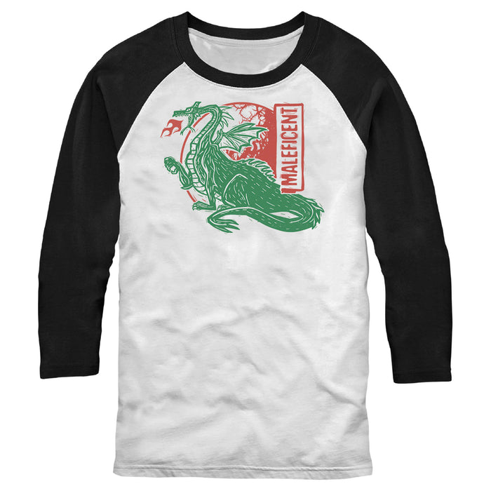 fifth sun Men's Sleeping Beauty Woodblock Maleficent Baseball Tee