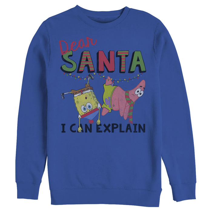 Fifth Sun Men's SpongeBob SquarePants Christmas Santa Can Explain Sweatshirt