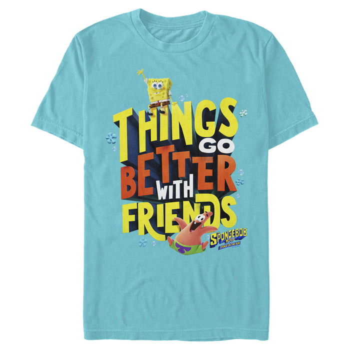 fifth sun Men's SpongeBob SquarePants Sponge on the Run Better with Friends Motto T-Shirt