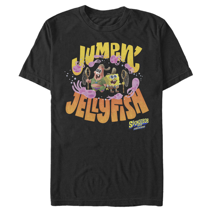 fifth sun Men's SpongeBob SquarePants Sponge on the Run Jumping Jellyfish T-Shirt